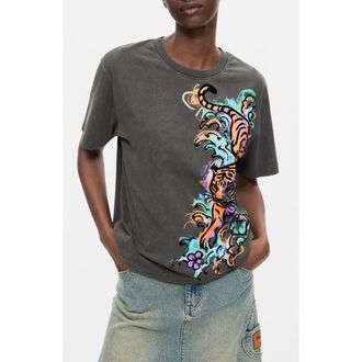 Desigual Tiger Graphic T-Shirt in Black at Nordstrom, Size X-Large
