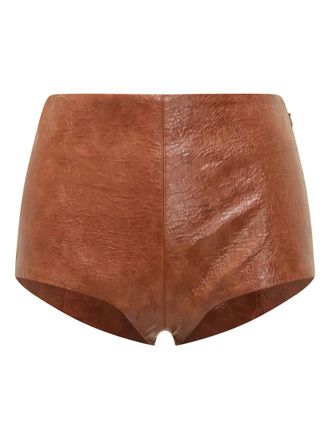 Andamane faux-leather zip-fastening shorts - women - Polyurethane/Viscose/Polyester/Fabric/Metal/Cotton - 38 - Brown