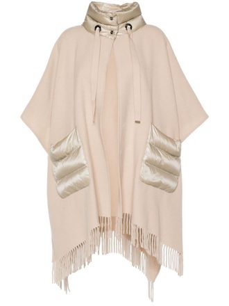 Herno fringed cape - women - Cashmere/Polyamide/Wool/Polyester/Cotton/Goose Down/Goose Feather - OS - Neutrals