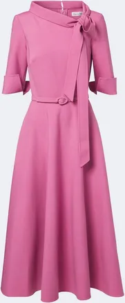 Oscar De La Renta Vestido midi en mezcla de lana con lazada