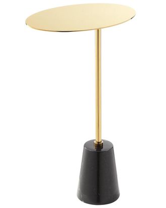 Pangea Home Gold Churchill Side Table White Genuine Marble