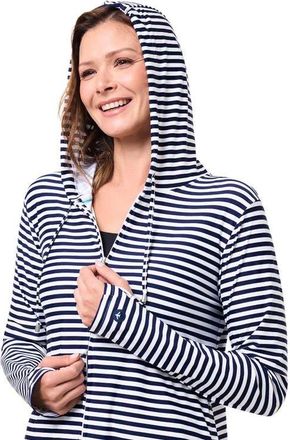 Coolibar Wailea Swim Cover-Up, UPF 50+ Sun Protection in White/navy Stripe at Nordstrom, Size Medium