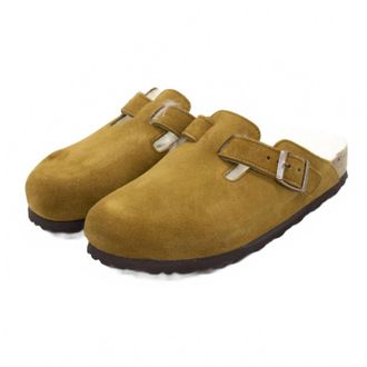 Birkenstock Womens Boston Shearling Suede Clogs In Mink