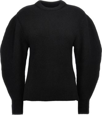 Jil Sander Geribbelde wollen trui - Dames - Ronde hals truien - Zwart - S - Wol - Truien & Vesten