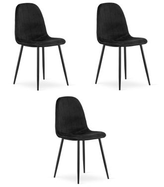 OEM Silla Padva - Terciopelo Negro / Patas Negras X 3