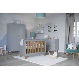 OEM Pieza Completa Con Cuna 60x120, C&oacute;moda Y Armario Kocot Kids Kubi - Gris
