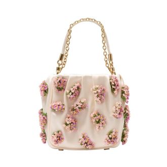 Self Portrait Floral Beaded Bag - female - Self Portrait - Handbags - Beige - ONE SIZE - Bags