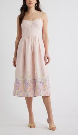 Chelsea28 Seamed Bodice Broderie Anglaise Dress in Pink Rosewater at Nordstrom, Size Xx-Small