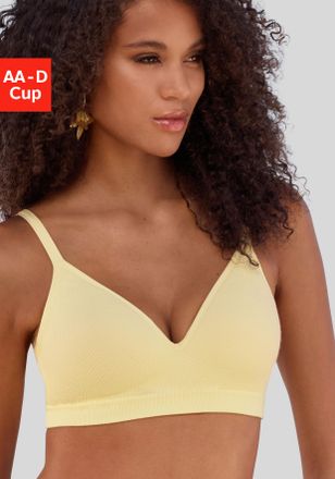 Lascana Push-up-BH LASCANA COMFY BRA, Damen, Gr. 70, Cup AA, gelb (vanille), Piqu&eacute;, Obermaterial: 50% Baumwolle, 33% Polyamid, 14% Polyester, 3% Elasthan, Bas