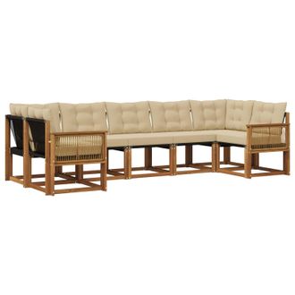vidaXL Conjunto De Sof&aacute;s De Exterior 7 Pcs Natural Y Beige Vidaxl
