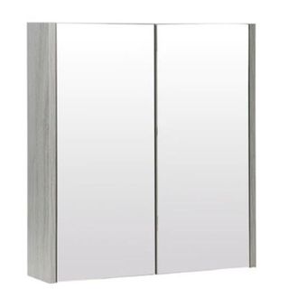 Clifton Silver Oak Mirror Bathroom Cabinet 60cm Wide in Light Grey