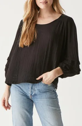 Michael Stars Pruitt Balloon Sleeve Gauze Top in Black at Nordstrom, Size Medium