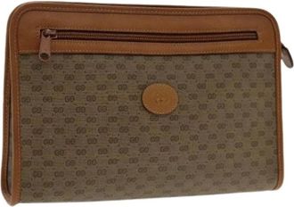 Gucci Pre-owned Clutches, female, Brown, Size: ONE SIZE Pre-owned Canvas Clutch