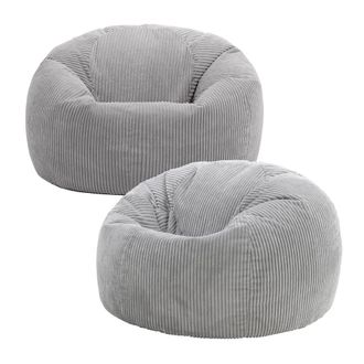 Icon Brand Set de 2 pufs de pana gris claro