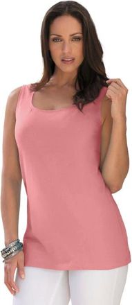 Jessica London Stretch Cotton Horseshoe Neck Tank in Desert Rose at Nordstrom, Size 36