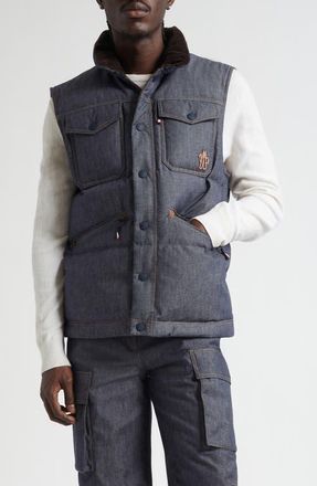 Moncler Krachan Denim Puffer Vest in Blue at Nordstrom, Size 6