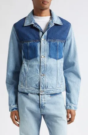 Maison Margiela Patchwork Denim Trucker Jacket in Shades Of Indigo Blue at Nordstrom, Size 46