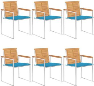 vidaXL Vidaxl - Sillas De Jard&iacute;n Y Cojines 6 Unidades Madera Maciza De Acacia