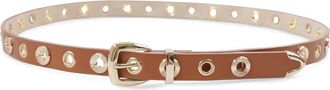 Petit Moments Rivet Studded Belt in Brown/Gold at Nordstrom, Size X-Small