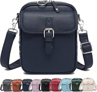 Generic Crossbody Leather Bag, Womens Vegan Leather Vintage Cross Body Shoulder Purse with Card Slots (Dark Blue)