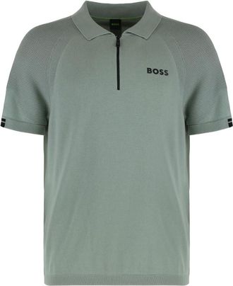 HUGO BOSS Green Half-Zip Logo Polo