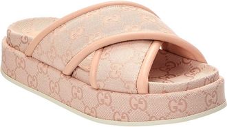 Gucci Gg Canvas & Leather Platform Sandal