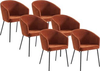 Pascal Morabito Juego de 6 sillas con brazos de tela y metal - Terracota - MORONI de Pascal MORABITO