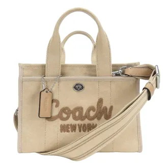 Coach Beige Canvas Leather Tote Bag (Pre-Owned)