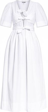 Ganni White Solid V Neck Maxi Dress