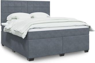 vidaXL Cama Box Spring Con Colch&oacute;n Terciopelo Gris Oscuro 180x200 Cm Vidaxl