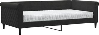 vidaXL Sof&aacute; Cama Con Colch&oacute;n Terciopelo Negro 100x200 Cm Vidaxl