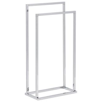 Beliani Beliani - Toallero De Acero Plateado Brillante 2 Rieles Accesorios De Ba&ntilde;o Estante De Almacenamiento De Toallas De Pie Dise&ntilde;o Moderno Recreo