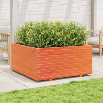 Berkfield Home Beautiful Garden Planter Wax Brown 100x100x49.5 cm Solid Wood Pine