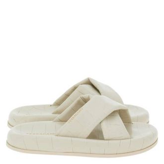 Ferragamo Dasie Croc-Embossed Cross-Strap Slide Sandals, Size 7