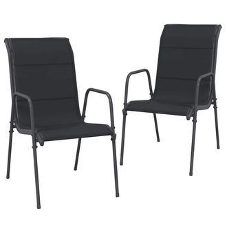 vidaXL Sillas De Jard&iacute;n 2 Unidades Acero Y Textilene Negro Vidaxl