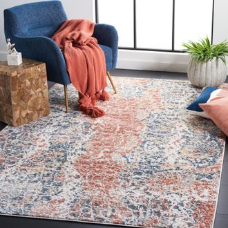 Safavieh Invista Machine Made Area Rug, Navy / Rust Contemporary Style Easy Care