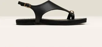 Gaimo Espadrilles Womens Brise Metallic Toe Ring Sandal In Black