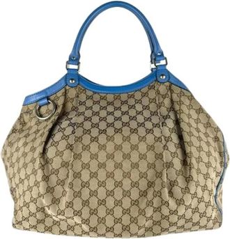 Gucci Pre-owned Handbags, female, Brown, Size: ONE SIZE Pre-owned Vintage GG Canvas & Leather Handbag