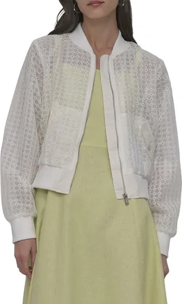 DKNY Dkny Eyelet Organza Bomber Jacket