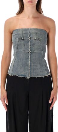 Rick Owens Denim Solid Strapless Top
