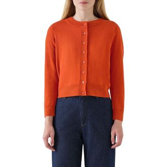 L.k. Bennett Connie Merino Wool Cardigan in Orange at Nordstrom, Size Small