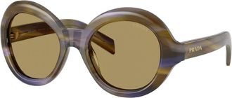 Prada Sunglasses, unisex, Green, Size: 53 MM Round Acetate Sunglasses