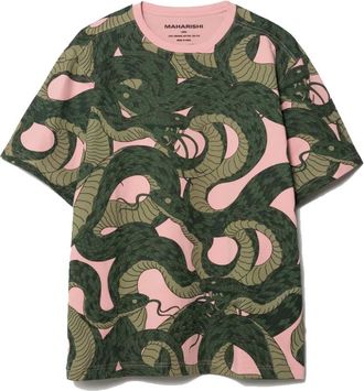 maharishi Slangenprint Camo Tee Sakura-S - Heren - T-shirts - Veelkleurig - L - Katoen - Tops