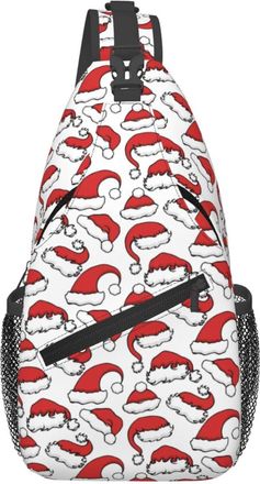 Generic Christmas Red Santa Hats Crossbody Bag Trendy Shoulder Bag Lightweight Sling Backpack For Camping Sports Men