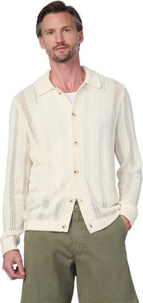 Joe's Mens Summer Crochet Cardigan Sweater, Papyrus, Medium