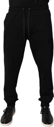 Dolce & Gabbana Mens Black Cotton Mid Waist Jogger Sweatpants Pants