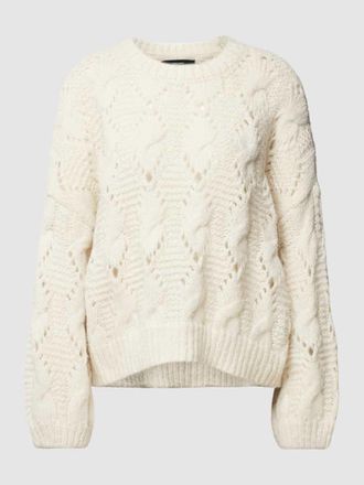 Vero Moda Strickpullover mit Lochmuster Modell ISLAND in Offwhite, Gr&ouml;&szlig;e M
