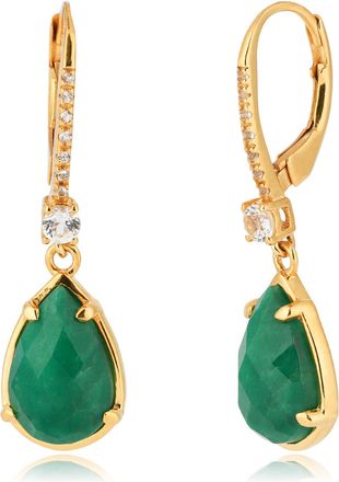MAX + STONE 18k Gold over Sterling Silver 6.5 Carats Pear Shape Gemstone Dangle Earrings