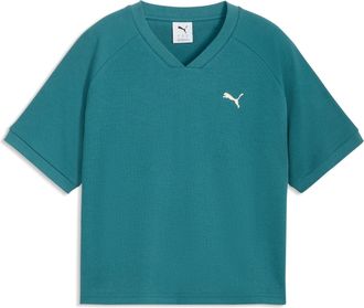 Puma T-Shirt PUMA CLASS RELAXED PINNACLE TEE, Damen, Gr. XL, emerald ice, Netz, Obermaterial: 60% Baumwolle, 40% Polyester, unifarben, relaxed fit normal, 