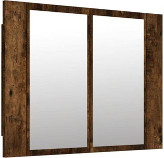 vidaXL Armario con espejo LED madera roble ahumado 60x12x45 cm vidaXL